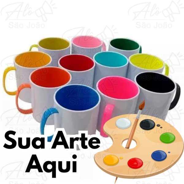 Caneca Personalizada com Alça e Interior Colorido